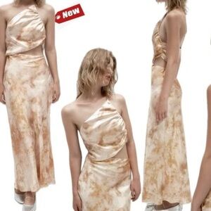 Zara Asymmetrical Dress in Beige and White